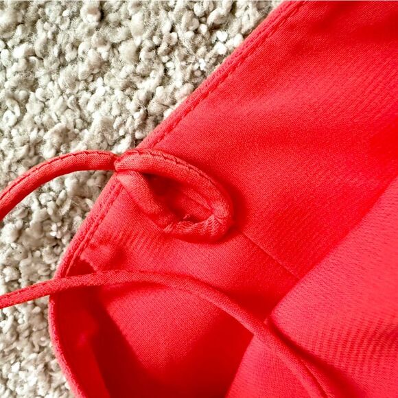 Alice + Olivia Keeva Ruffled Crepe Wide Leg Jumpsuit in Papaya Red - Size 6 - Picture 6 of 8